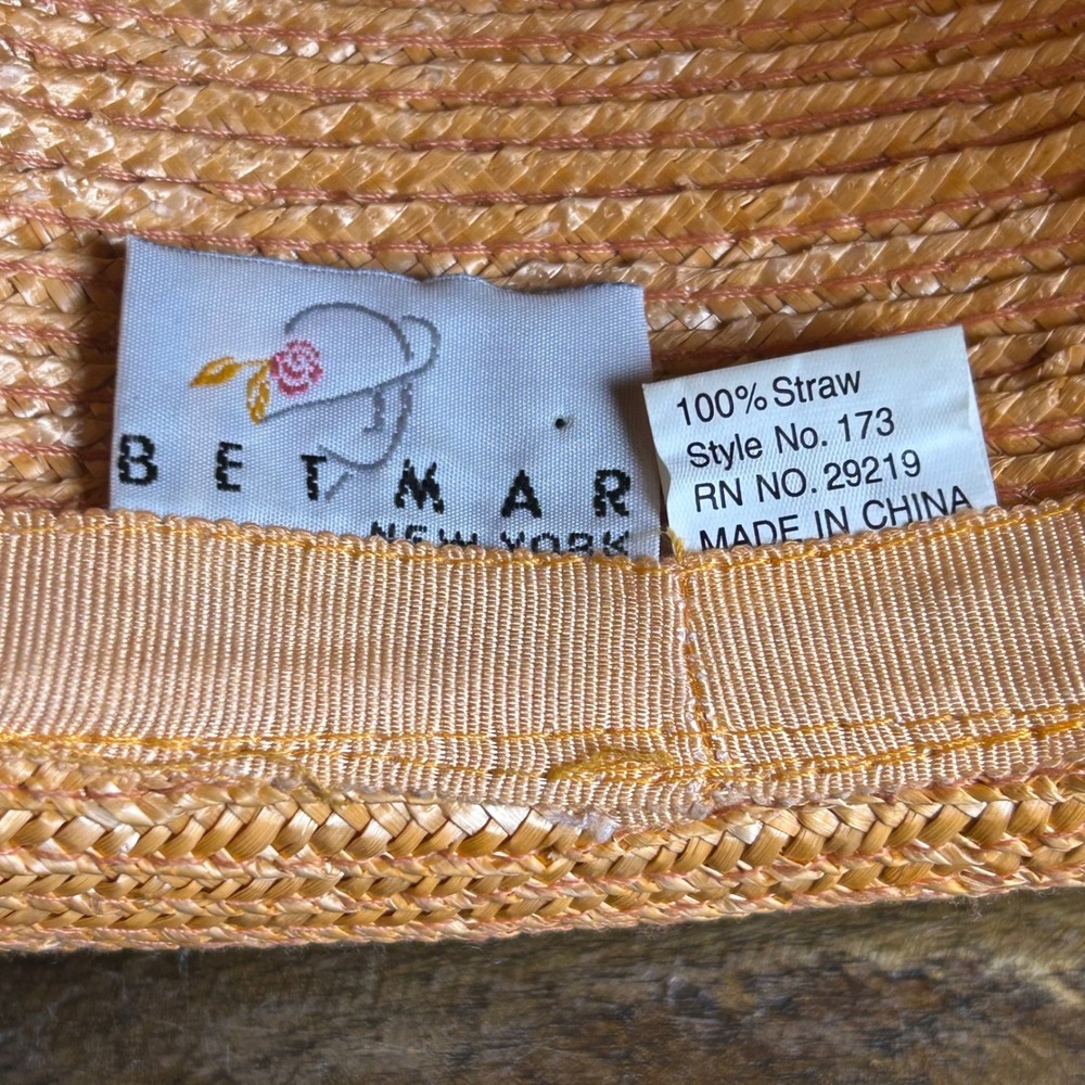 Betmar Orange 100% Straw Cloche Hat Rolled Brim All Around RN 29219 - Picture 4 of 7